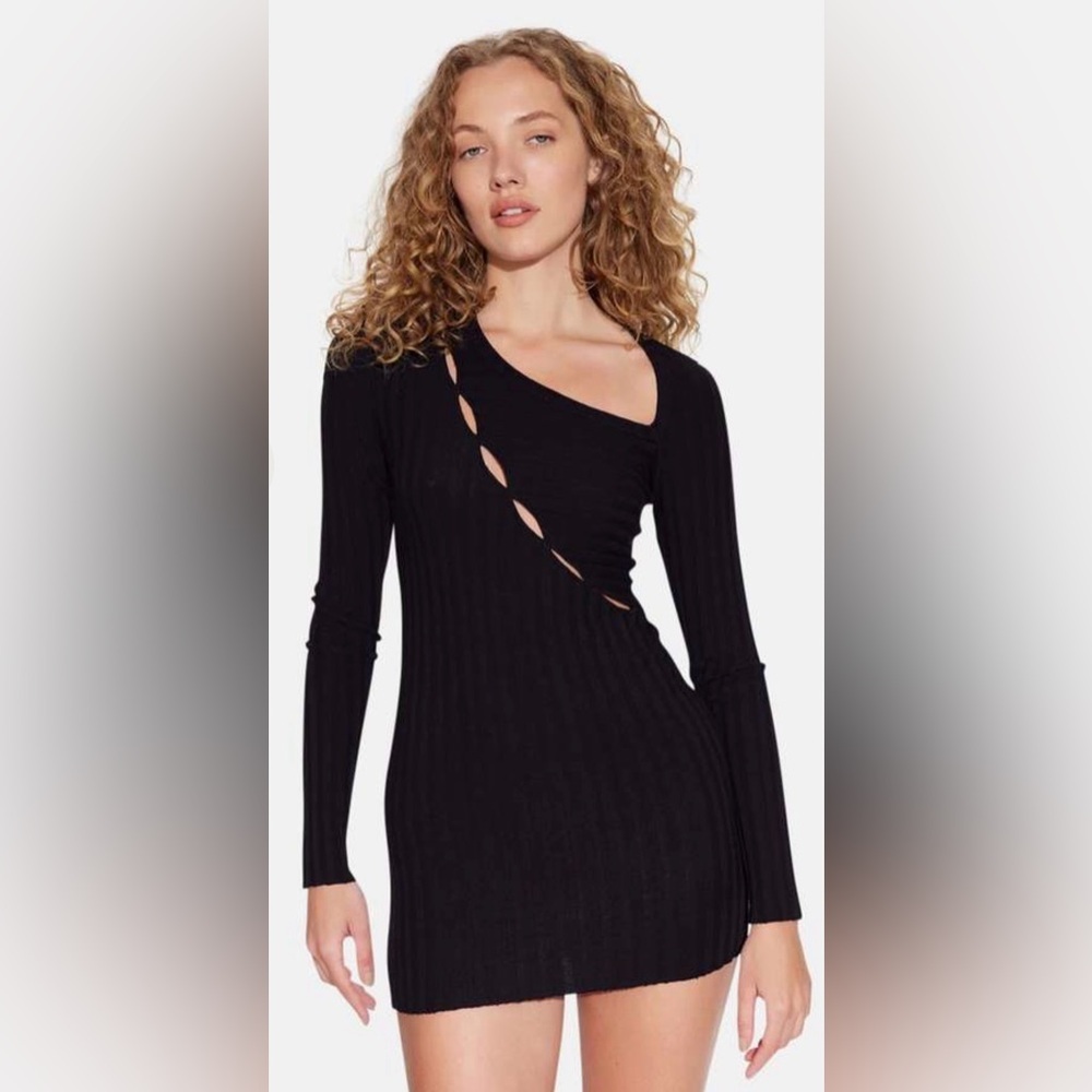 Cotton Citizen NWOT Capri Cut Out Mini Black Ribbed Dress